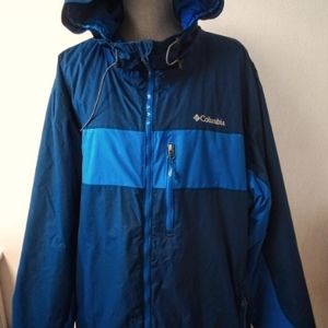 Columbia Mens Thermal Coil XXL 2X Hooded Jacket Coat Colorblocked Blue